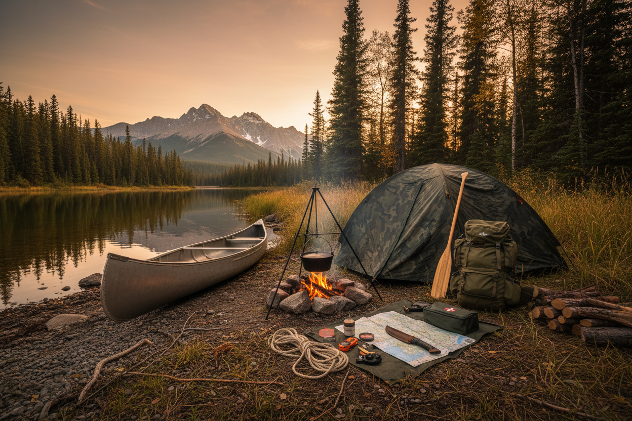 camping, survival, outdoors, canoe